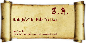 Babják Mónika névjegykártya