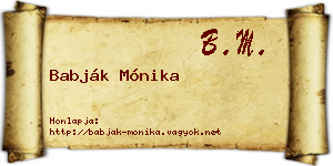 Babják Mónika névjegykártya